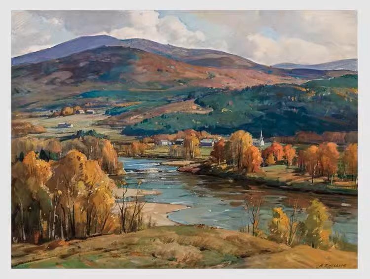 Autumn River Painting - Landscape - Artvora