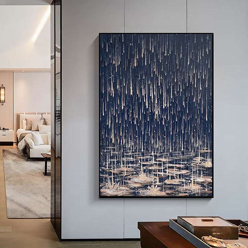 Blue Rain Painting - Abstract - Artvora