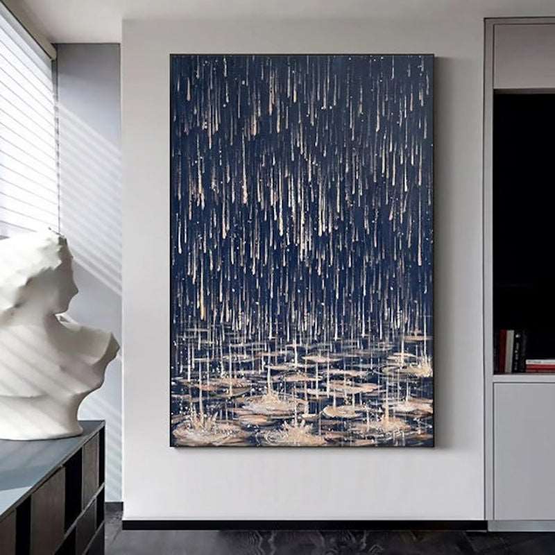 Blue Rain Painting - Abstract - Artvora