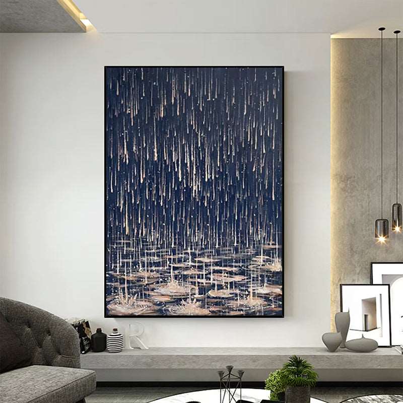 Blue Rain Painting - Abstract - Artvora