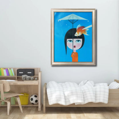 Brunette Girl Painting - Cartoon - Artvora