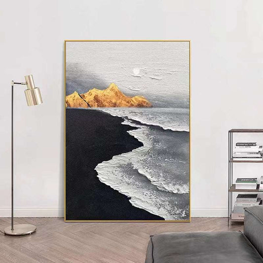 Dark Beach Painting - Landscape - Artvora