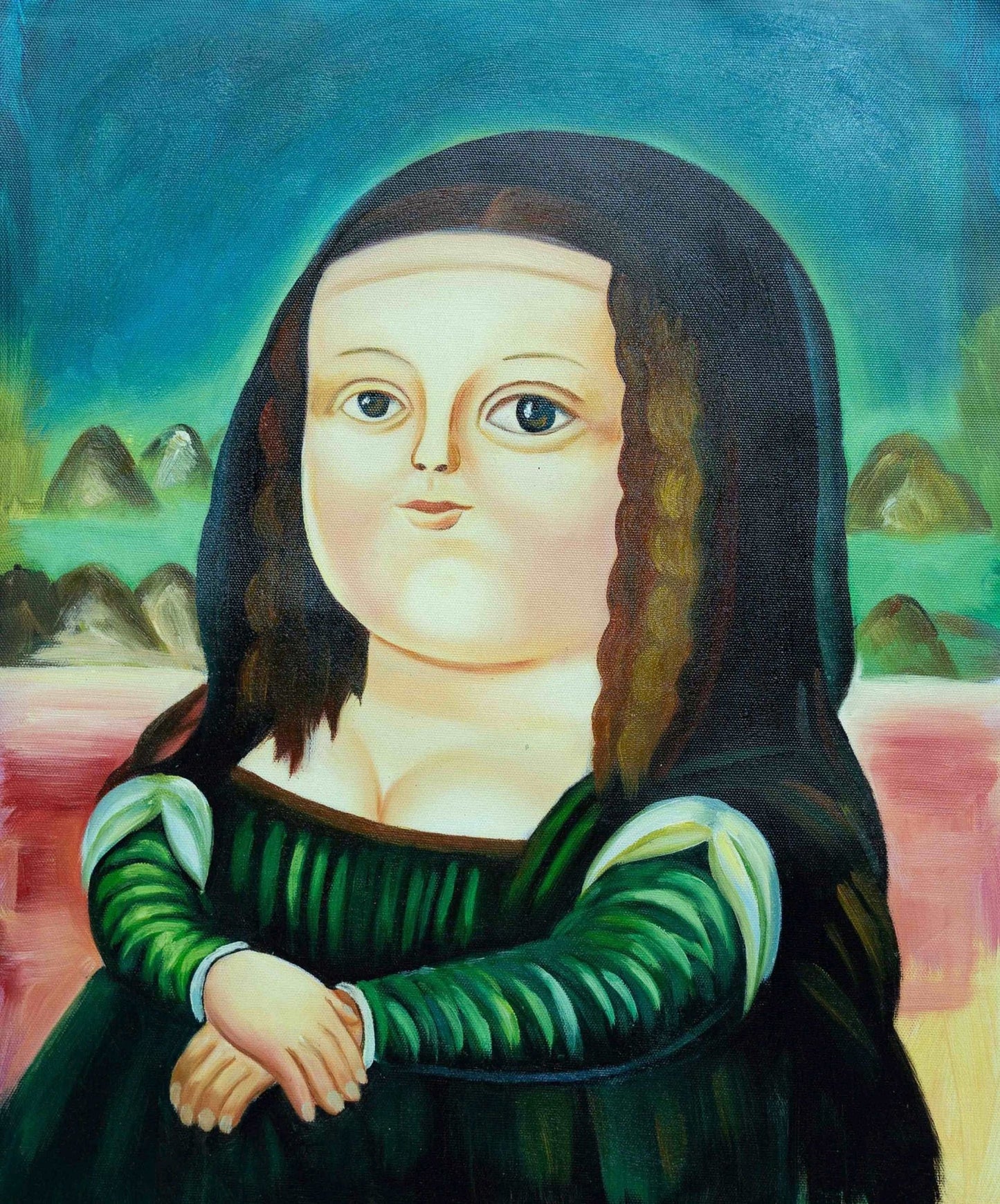 Fat Mona Lisa Painting - Cartoon - Artvora