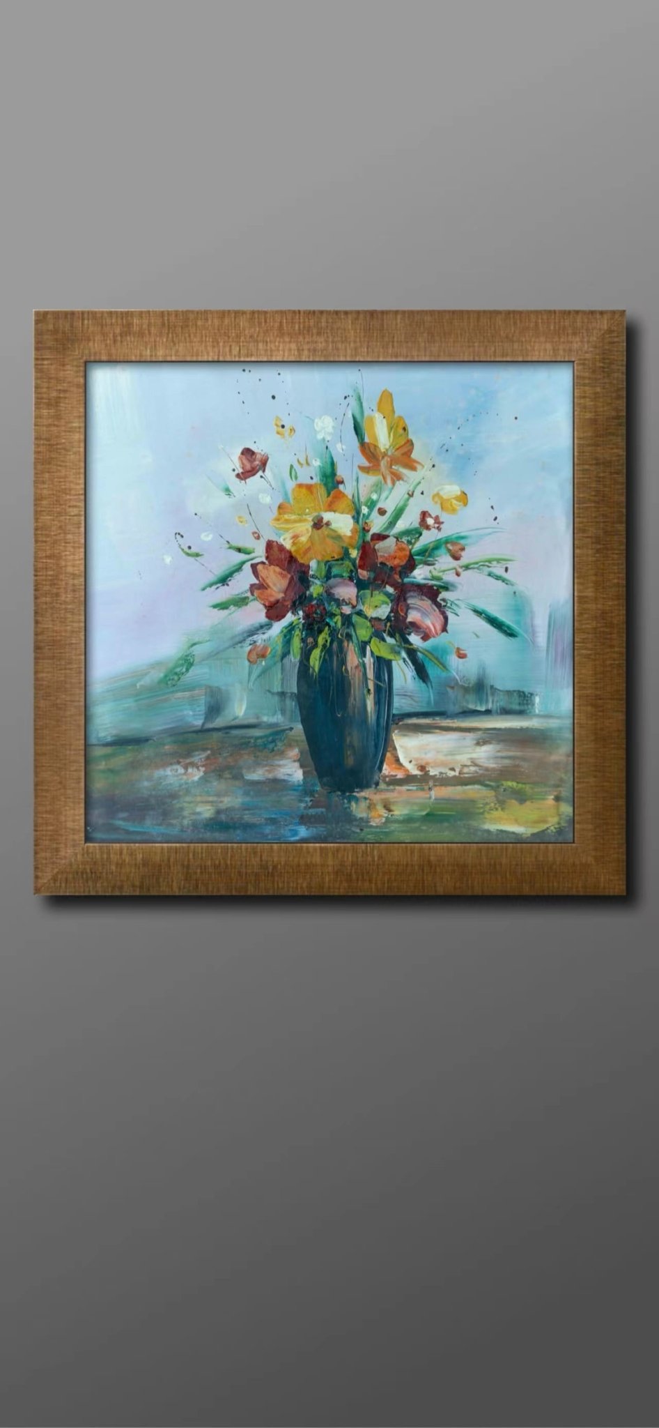 Flowers in Blue Vase Painting - Still Life - Artvora