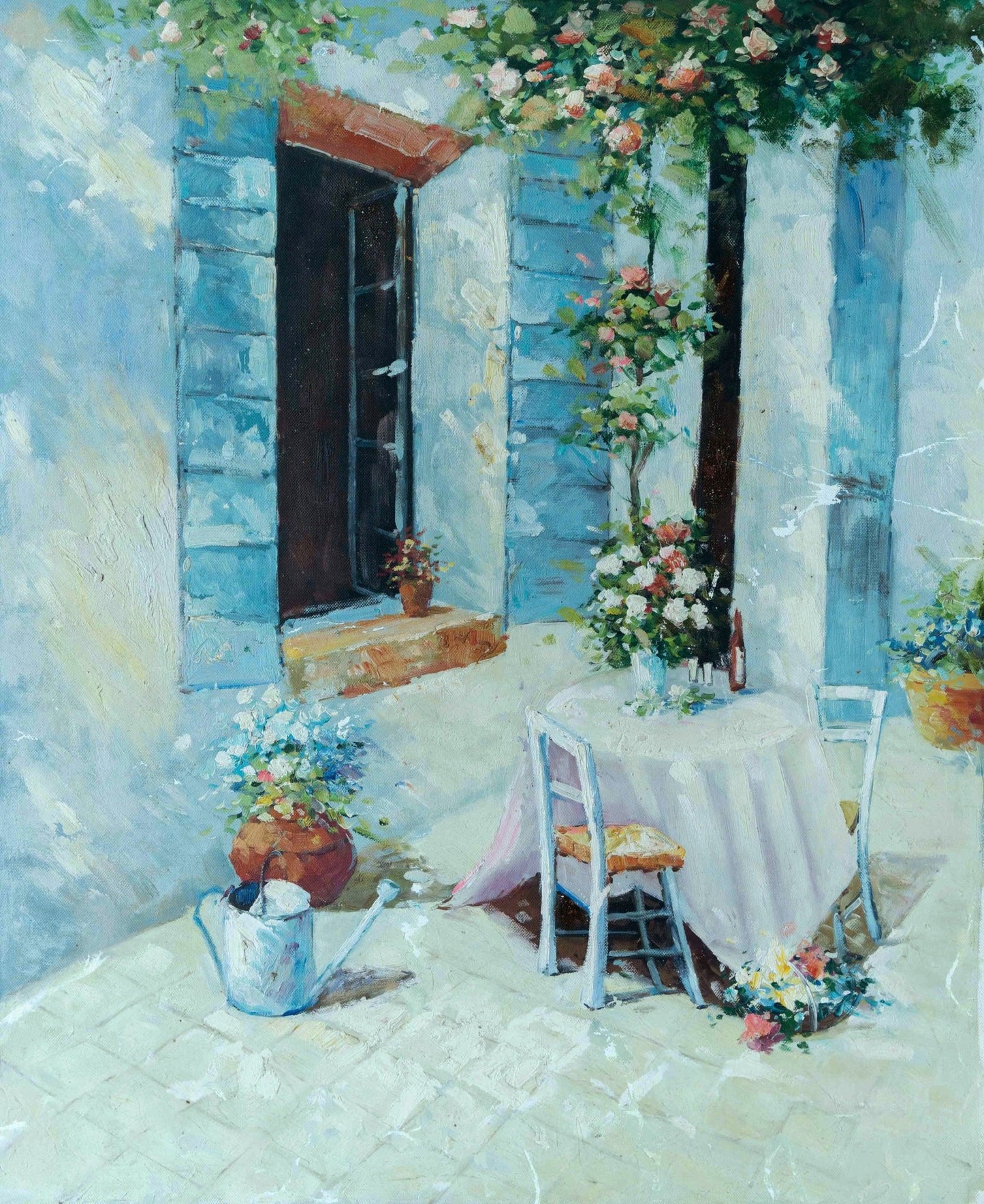 Garden Dining Table Painting - Landscape - Artvora