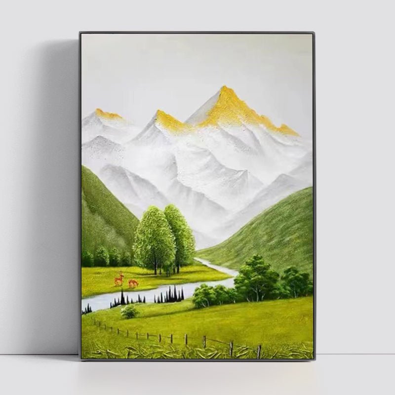 Golden Mountain Painting - Landscape - Artvora