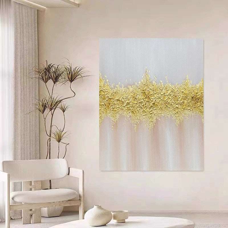 Golden Wave Painting - Minimalist - Artvora