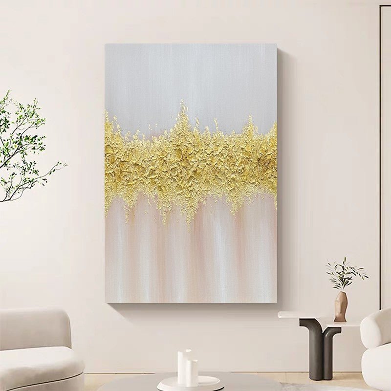 Golden Wave Painting - Minimalist - Artvora