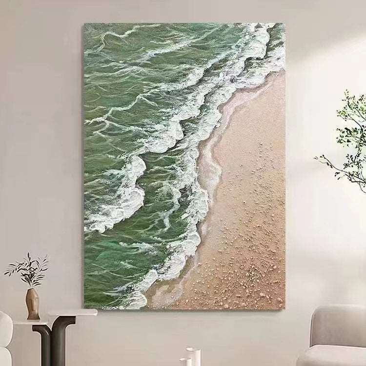 Green Waves Painting - Textured - Artvora