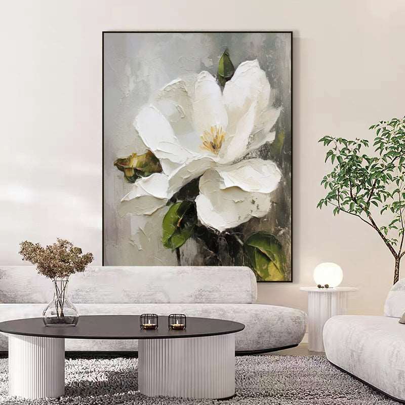 Large White Flower Painting - Flowers - Artvora