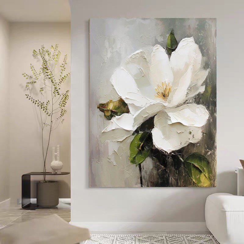 Large White Flower Painting - Flowers - Artvora