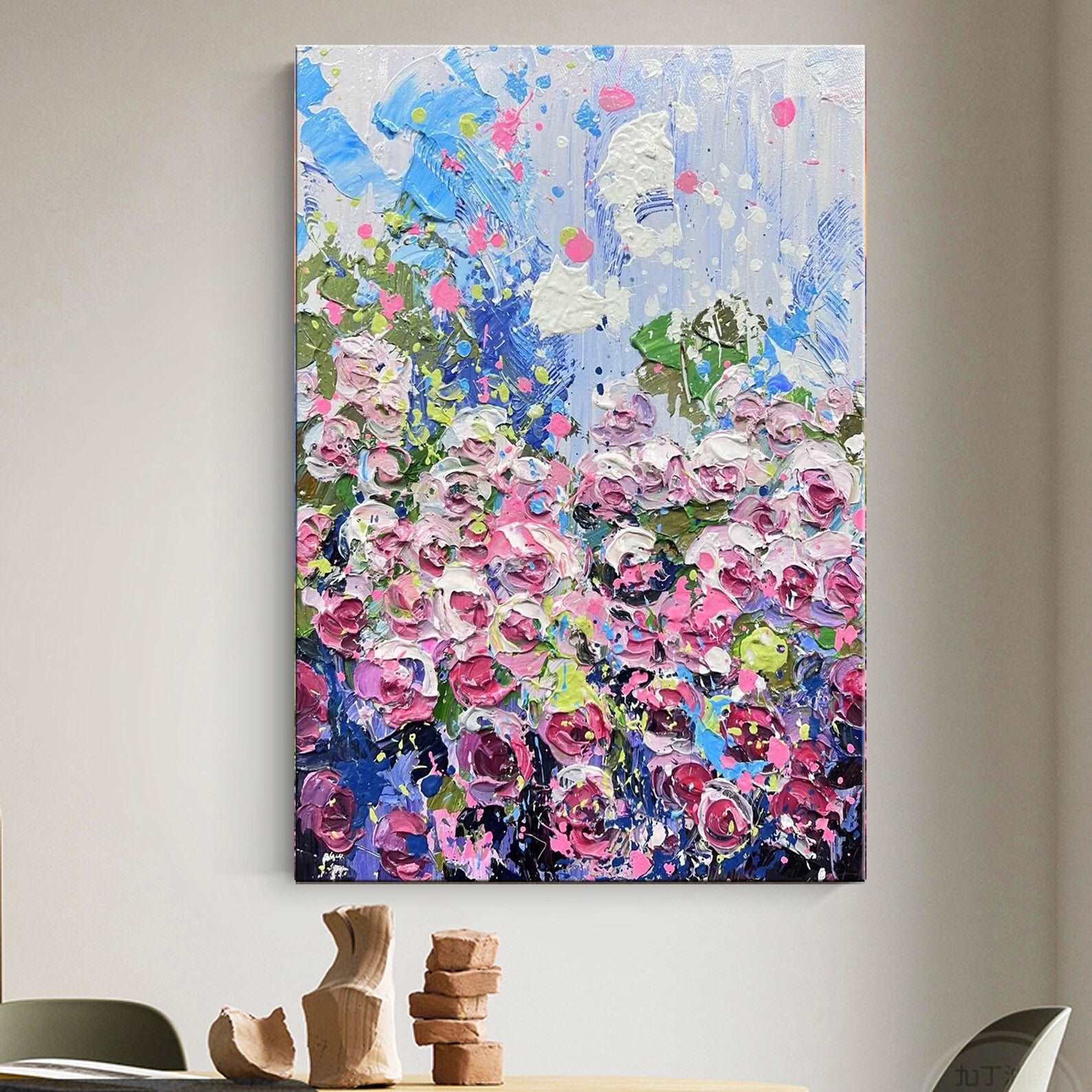 Abstract painting PINK DAYDREAM Colorful painting Acryl artwork 2024 on canvas Bright pink painting for interior decoration or a gift to connoiss