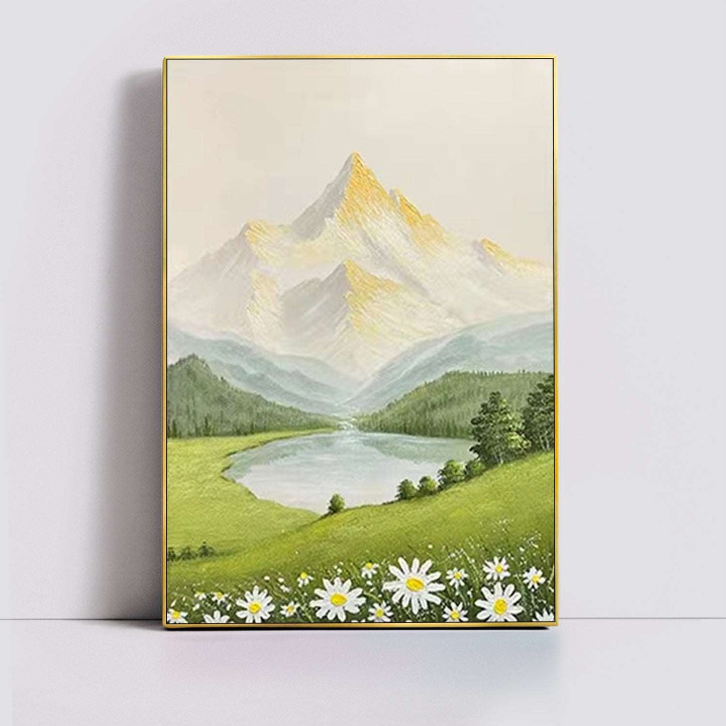 Mountain and Lake Painting - Landscape - Artvora