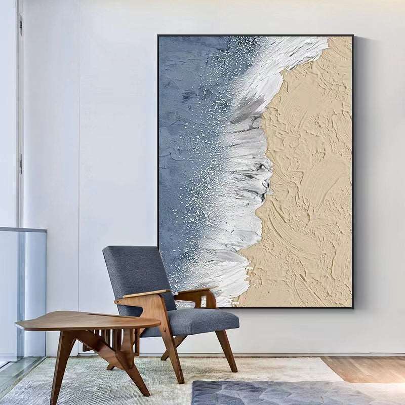 Navy Blue Sea Painting - Textured - Artvora