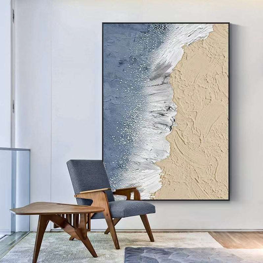 Navy Blue Sea Painting - Textured - Artvora