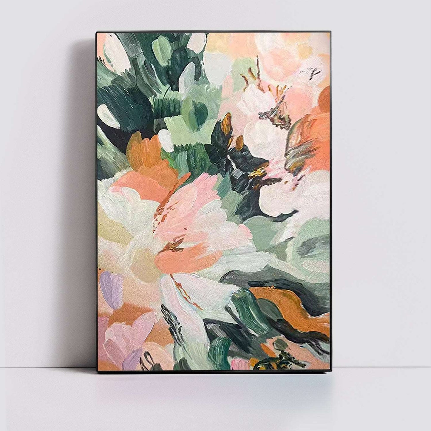 Pink Green Painting - Flowers - Artvora