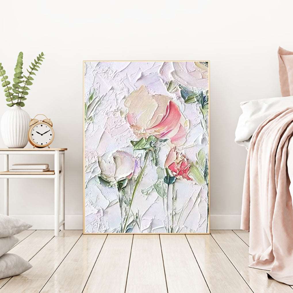 Pink Roses Painting - Flowers - Artvora