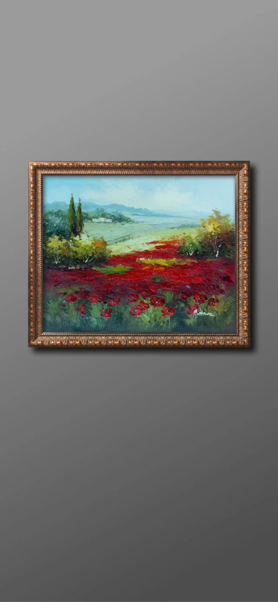 Red Field Painting - Landscape - Artvora