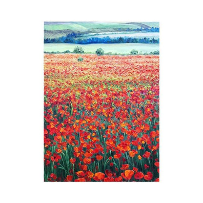 Red Flowers Ocean Painting - Landscape - Artvora