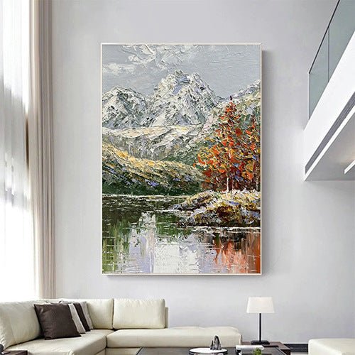 River at the foot of the mountain Painting - Landscape - Artvora