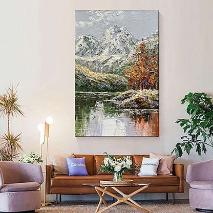 River at the foot of the mountain Painting - Landscape - Artvora