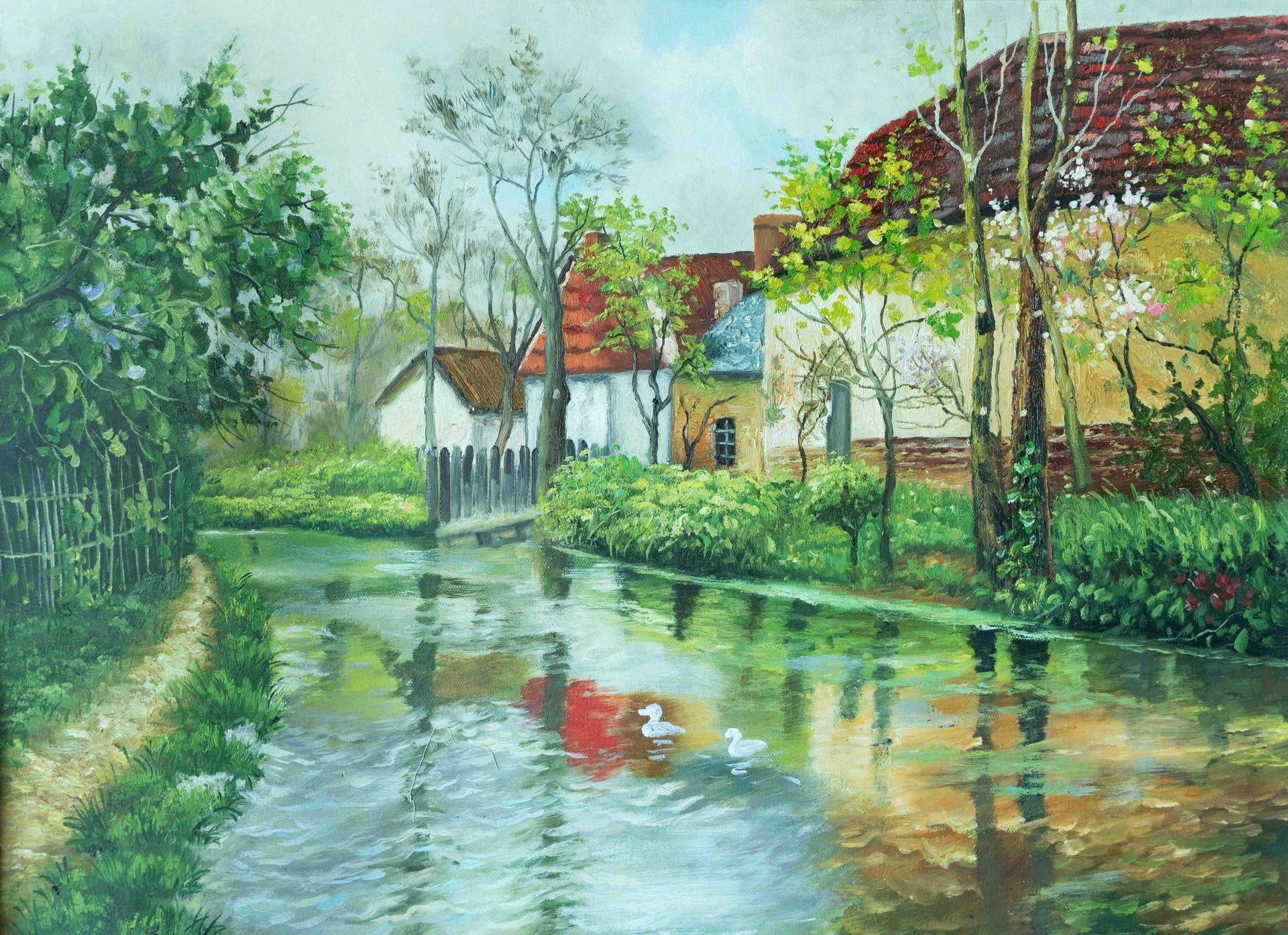 Riverside 28*20 Painting - - Artvora