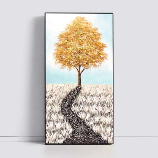 Road and Golden Tree Painting - Landscape - Artvora