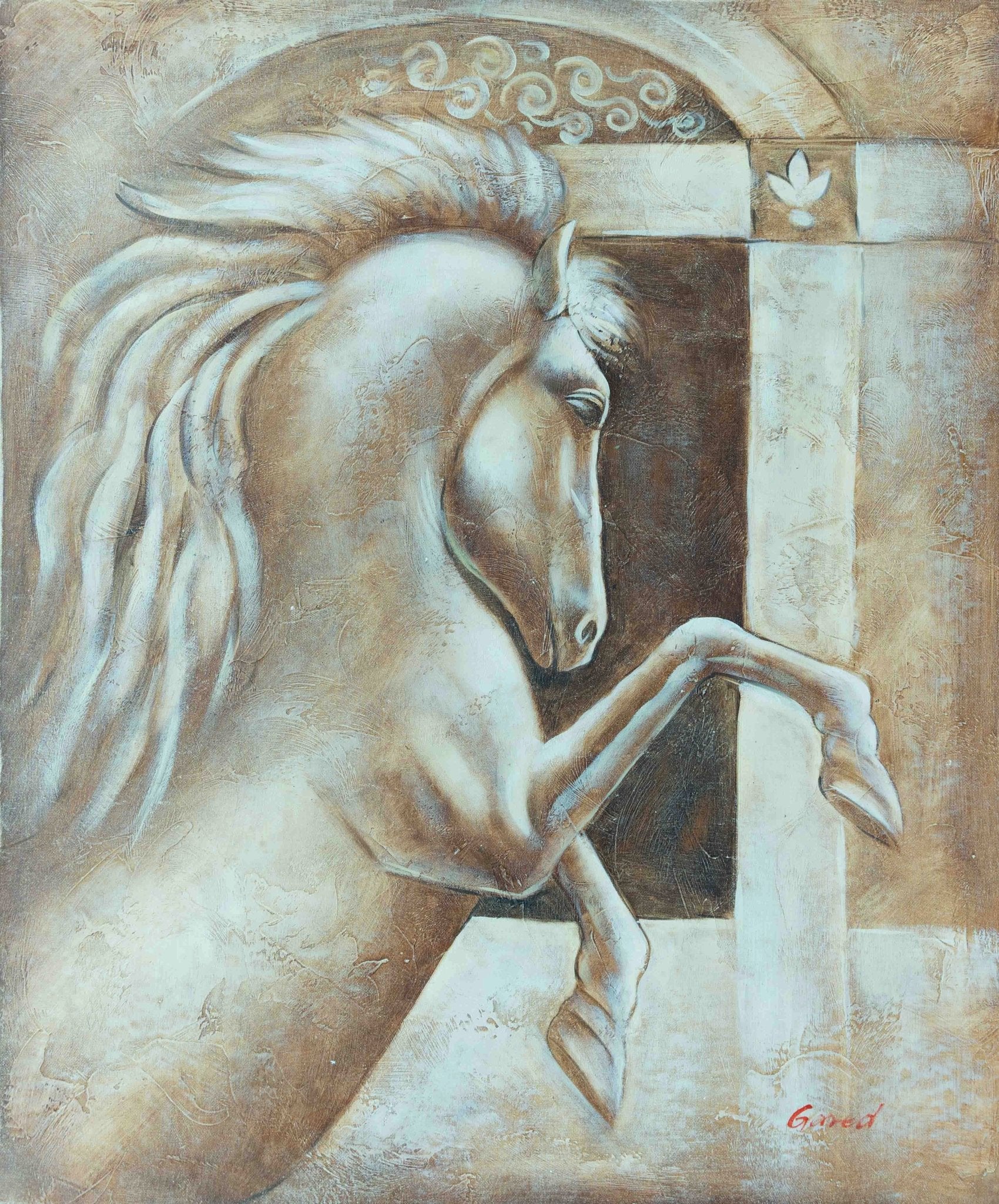 Sculpture of a horse 20"*25" Painting - Artvora