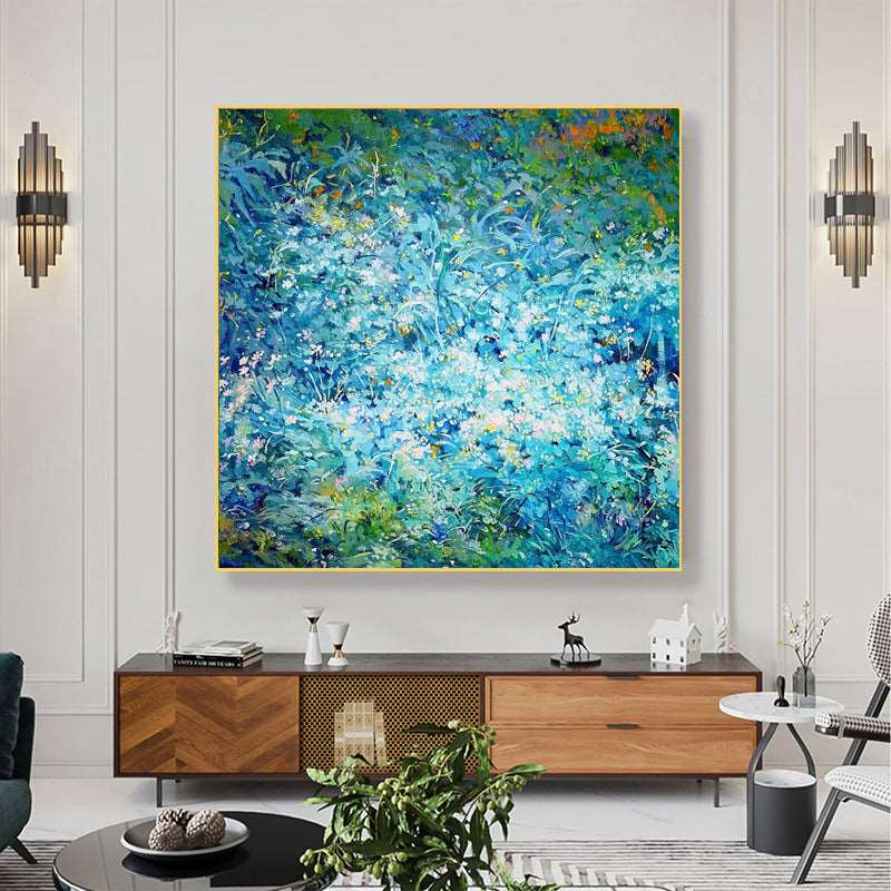 Sea of Blue Flowers Painting - Flowers - Artvora