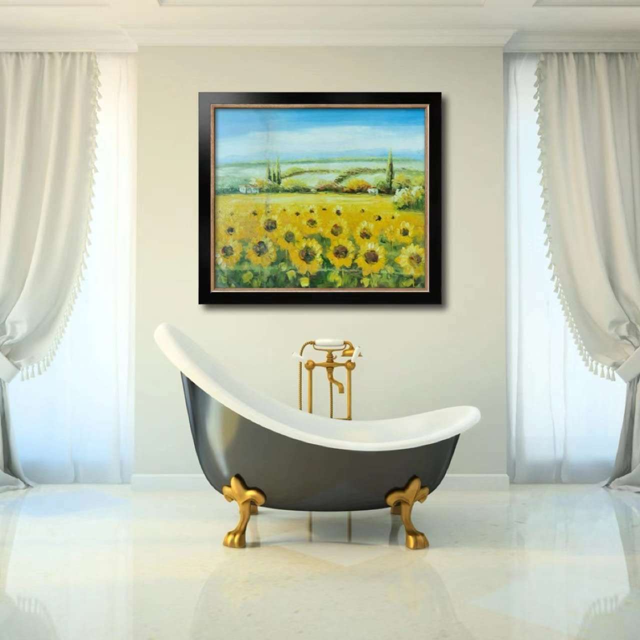 Sea of sunflowers Painting - Flowers - Artvora