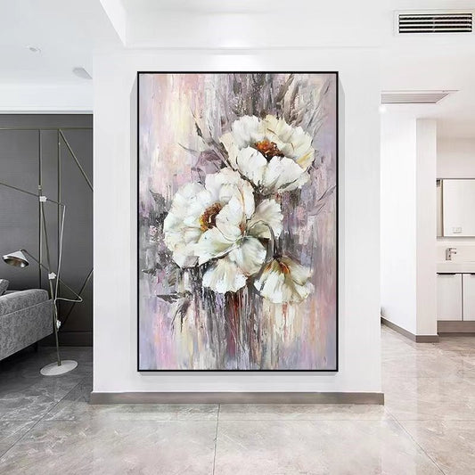 Two White Flowers Painting - Flowers - Artvora