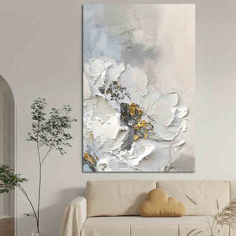 White Art Series Textured Painting - Artvora