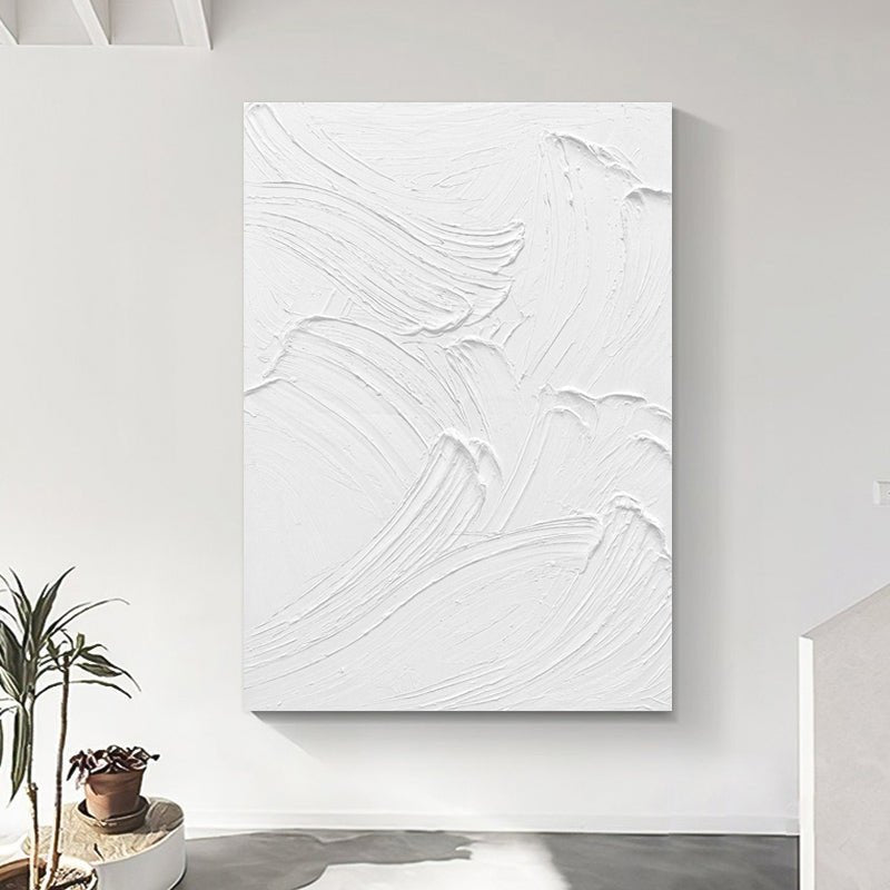 White Art Series Textured Painting - Artvora