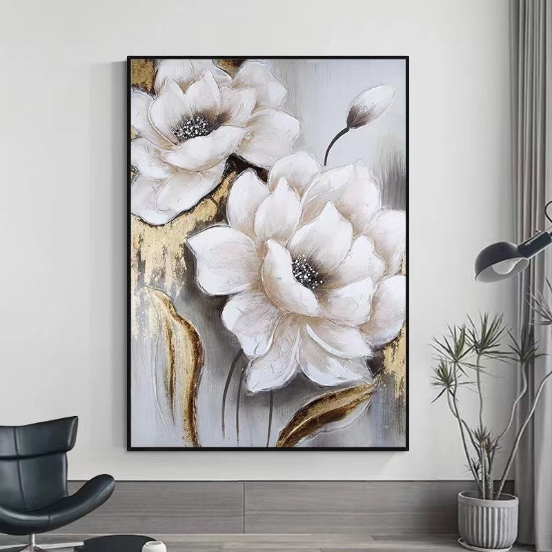 White Lotus Painting - Flowers - Artvora