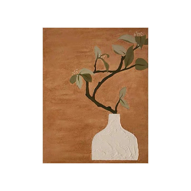 White Vase Flower Branch Painting - Minimalist - Artvora