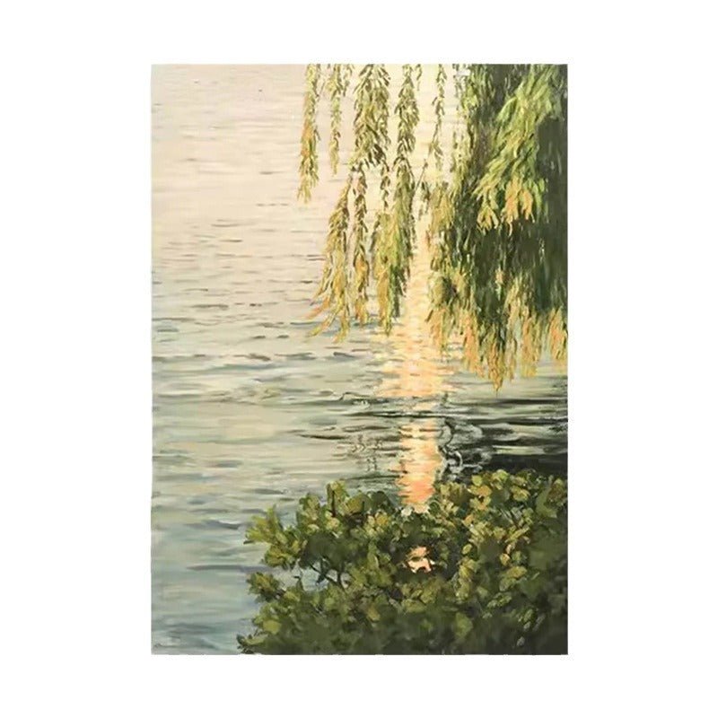 Willow Trees at the Water's Edge Painting - Landscape - Artvora